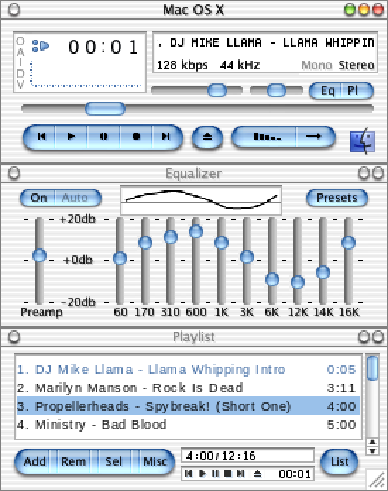 mac os x original Winamp skin