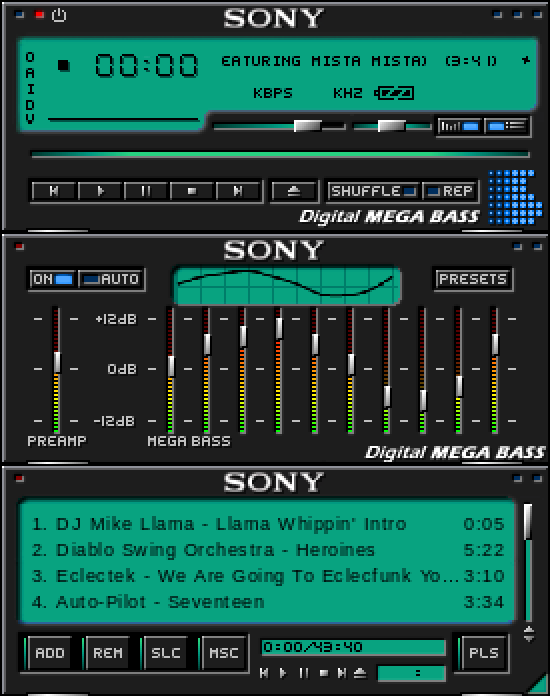 Sony MPFX3 v2 5 original Winamp skin