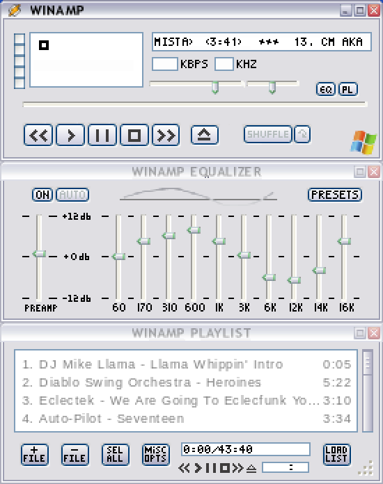 Windows XP Silver original Winamp skin