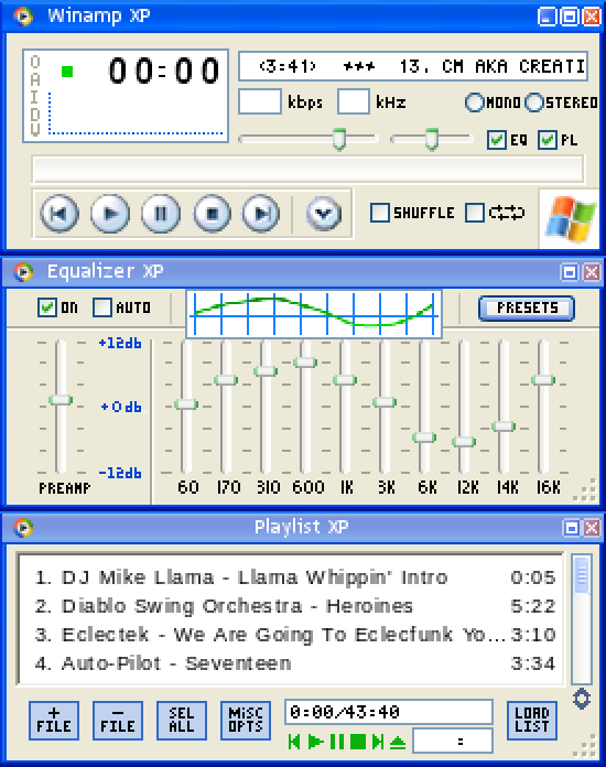 Windows XP by techweenie original Winamp skin